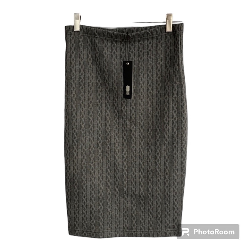 Brooklyn Industries Stripe MIDI Pencil  Body-con Skirt Gray Size S